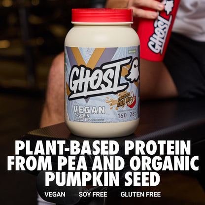 GHOST Vegan Protein Powder, Chocolate Chip Cookies – 2.9LB Tub, 25G of Protein - Plant-Based Pea & Organic Pumpkin Blend Protein with Fiber & Iron - Flavored Post Workout Shakes - Soy, Gluten Free