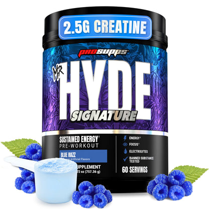 ProSupps Mr. Hyde Signature Pre Workout Powder with Creatine, Beta Alanine & Caffeine - Performance, Energy & Endurance - Clean Fitness & Gym Supplements for Men & Women (Blue Razz, 30 Servings)