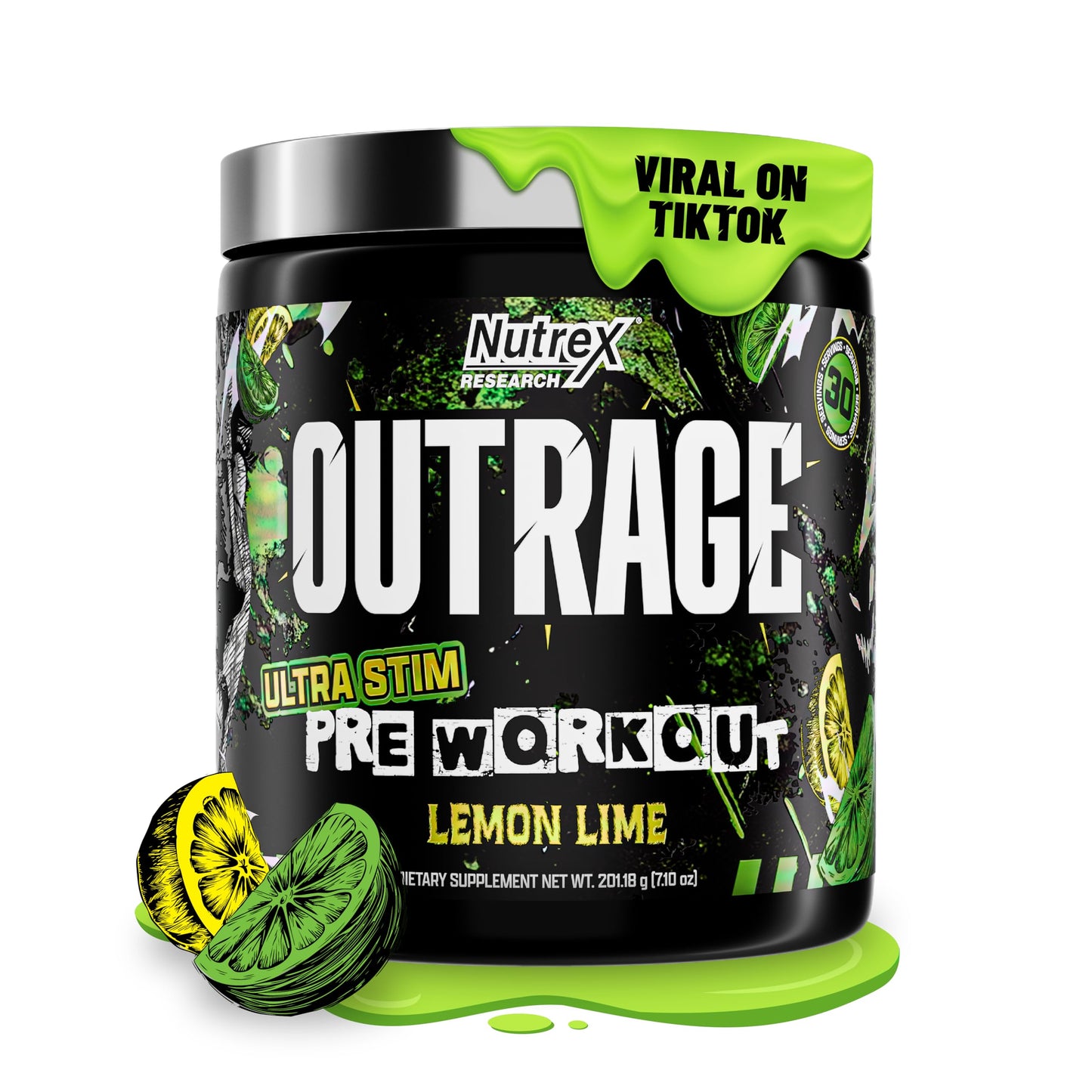 Outrage Ultra HIGH STIM Pre-Workout Powder for Men | 400mg Caffeine, L-Citrulline, Beta-Alanine, Creatine | Extreme Energy, Focus, Strength & Endurance (30 Servings, Strawberry Watermelon)