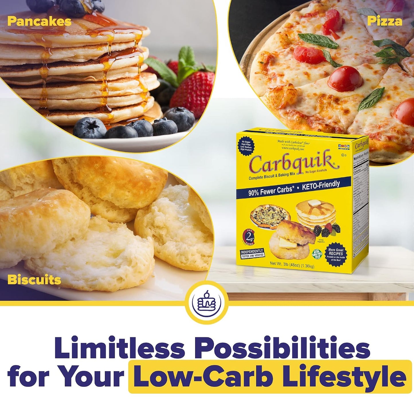 Carbquik Keto Biscuit & Baking Mix, 3 lb – Perfect for Pancakes, Waffles, Biscuits, Bread, Pizza Crust & More. Low Carb, Sugar Free Baking with 6g Protein Per Serving.