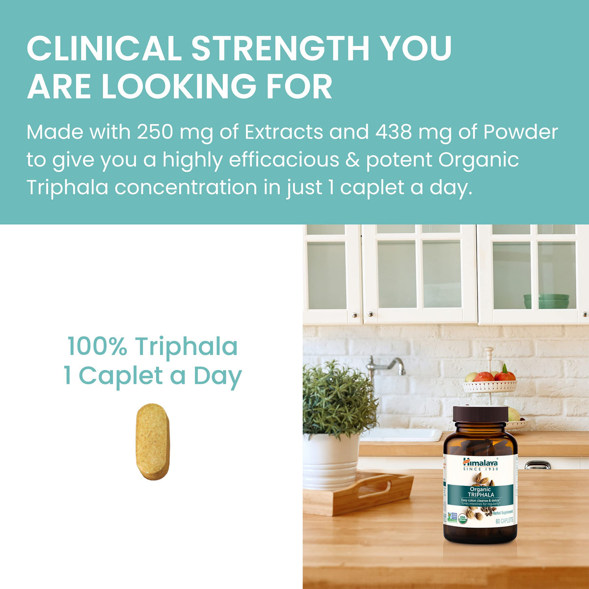 Himalaya USDA Organic Triphala Capsules, Colon Cleanse, 688 mg, 60 Caplets