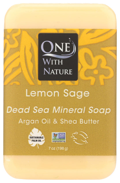 One With Nature Dead Sea Mineral Soap, Lemon Sage, 7-Ounces (Pack of 6)