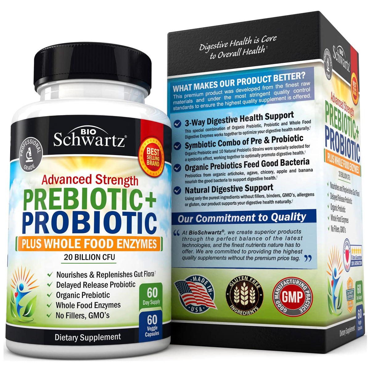 Prebiotics and Probiotic with Whole Food Enzymes for Adults Women & Men