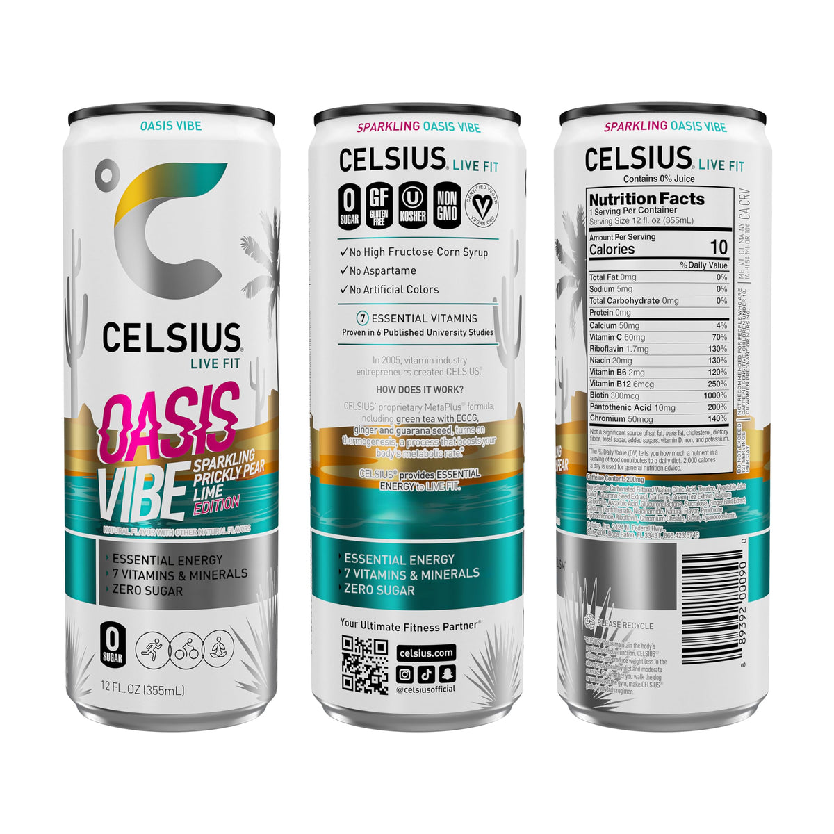 CELSIUS RETRO VIBE Sparkling Sherbet Slush, Sugar Free Energy Drink, 12 Fl Oz (Pack of 12)