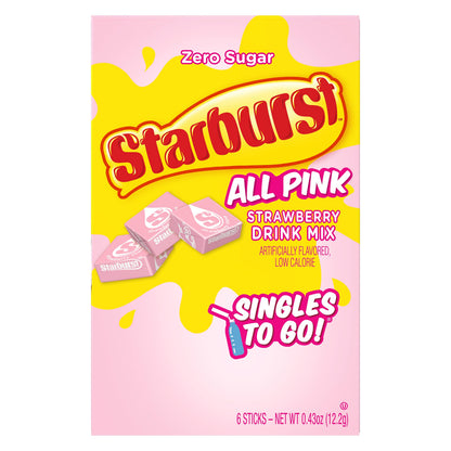 Starburst Cherry Singles To Go Sugar Free Drink Mix Packets - Pack of 6