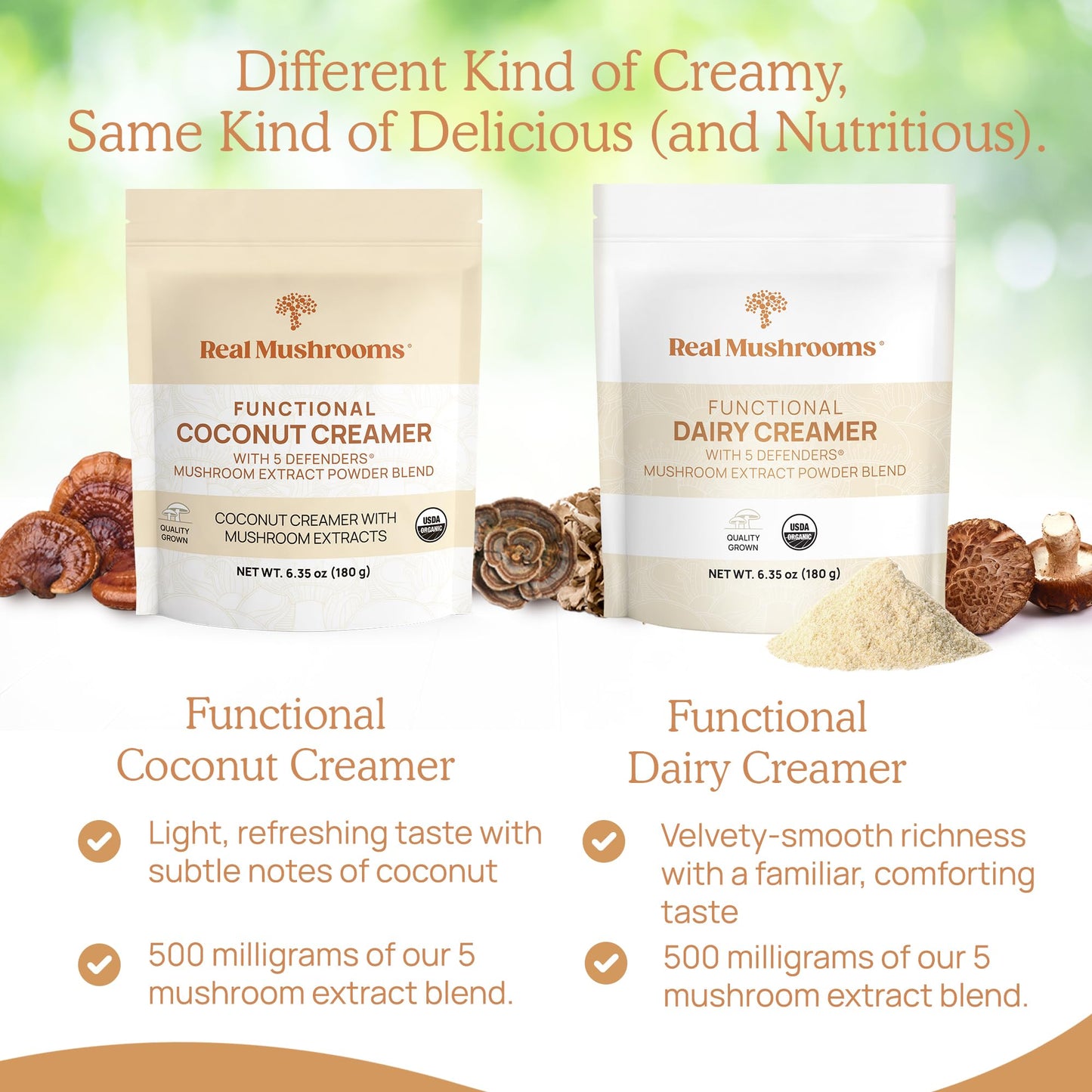 Real Mushrooms Functional Coconut Creamer with Reishi, Lucuma & Ceylon Cinnamon – Organic, Dairy-Free – Vegan Coffee Creamer for Smoothies & Drinks – 90 Servings Organic Cream Coconut Powder