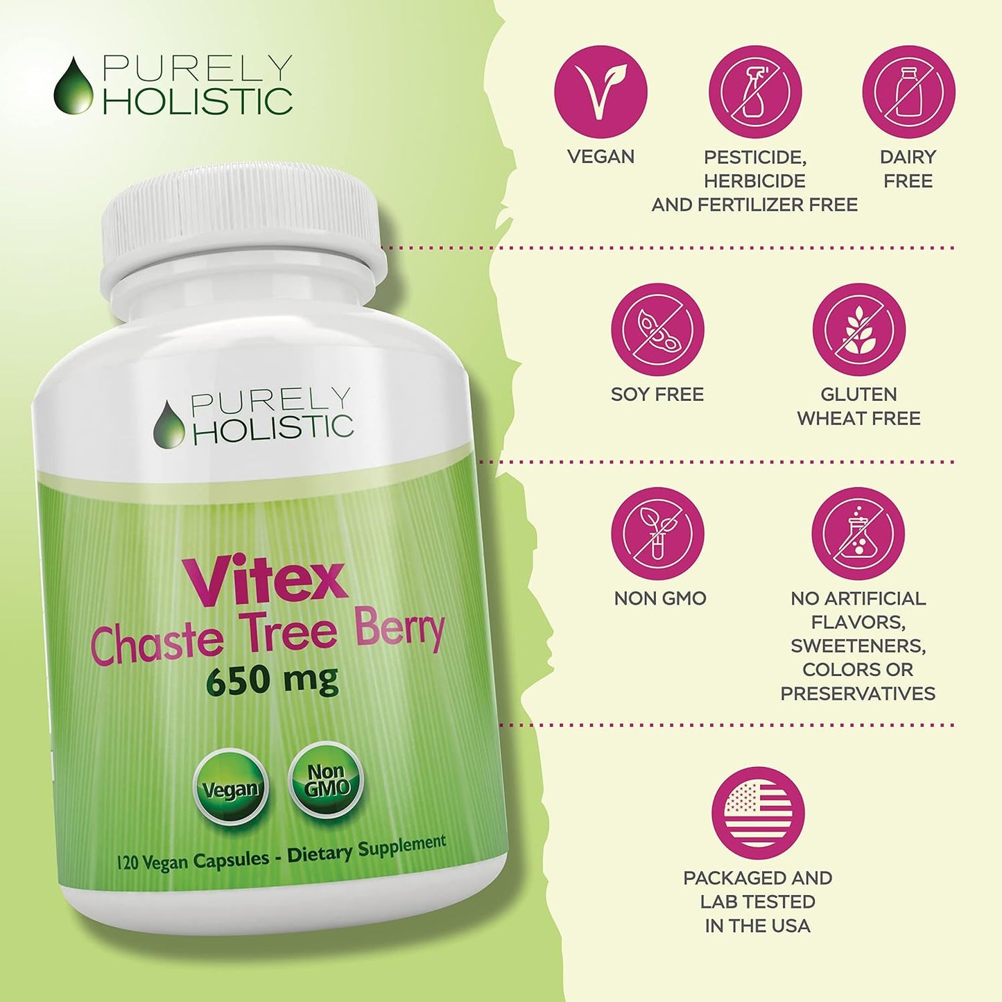 Purely Holistic Dim 400mg & Bioperine + Vitex Chaste Berry 650mg Bundle - 270 Vegan Capsules - Made in the USA
