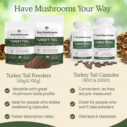 Real Mushrooms Turkey Tail for Humans & Pets - Bundle for Immune Support - Vegan, Non-GMO, Grain-Free, Gluten-Free Mushroom Extract Capsules - Verified Levels of Beta-Glucans