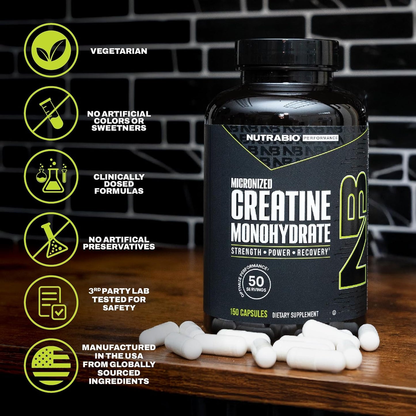 NutraBio Pure Micronized Creatine Monohydrate Capsules, Creatine Pills, Supports Bulk Muscle Energy, Recovery, and Strength - Keto Friendly, Kosher, Creatine Nutritional Supplement for Men and Women