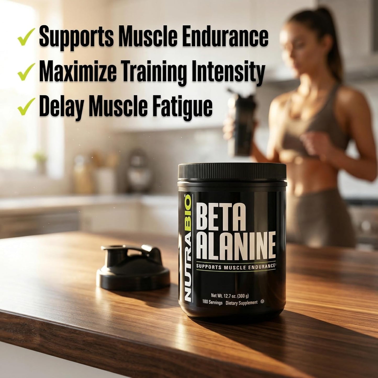 NutraBio Beta Alanine Pre-Workout Supplement - Beta Alanine Powder- 360g Powder