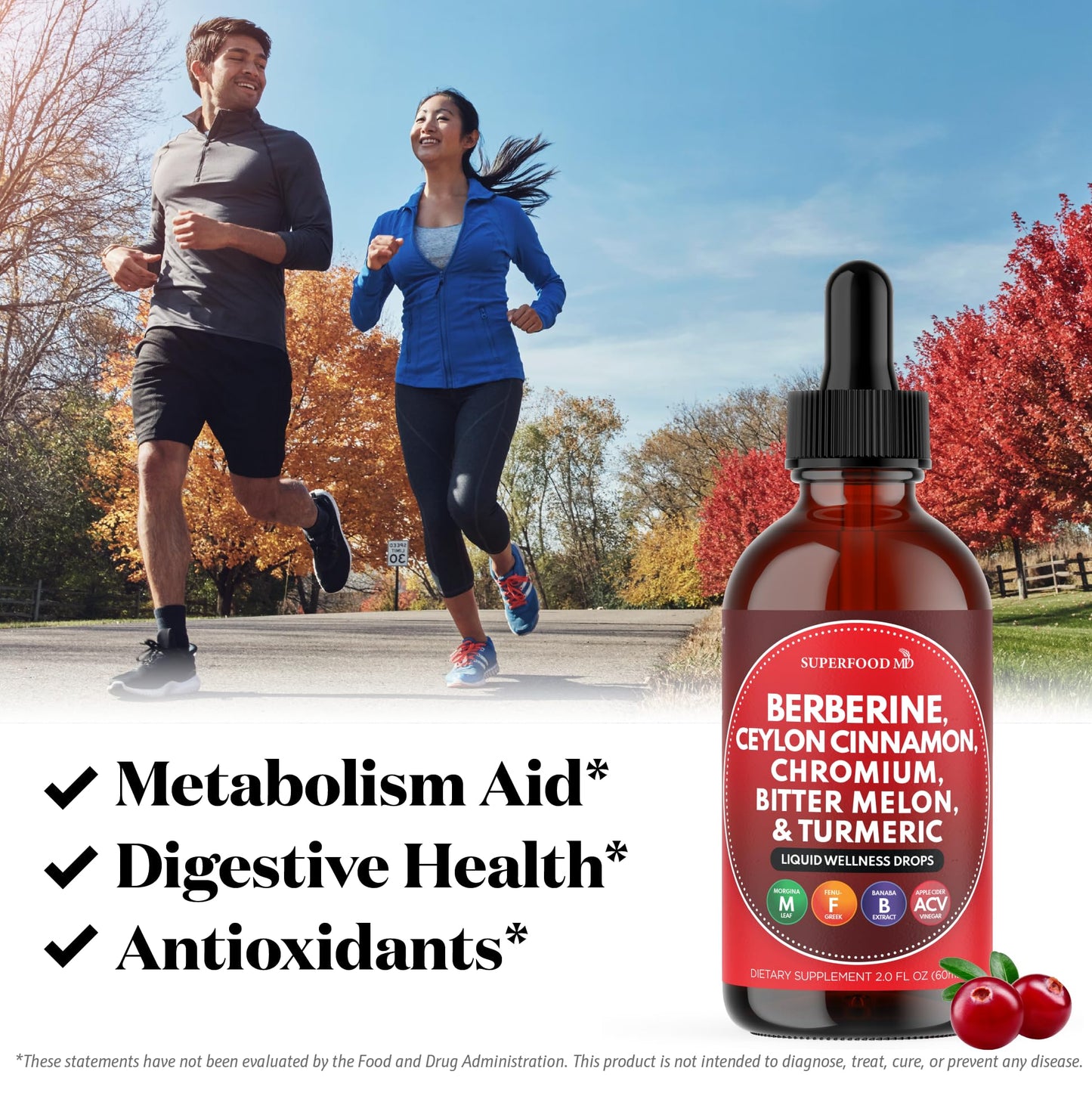 Berberine with Ceylon Cinnamon Supplement Liquid Drops + Bitter Melon Extract, Glucomannan, Gymnema, Chromium, Turmeric, Organic Panax Ginseng, Moringa 4oz