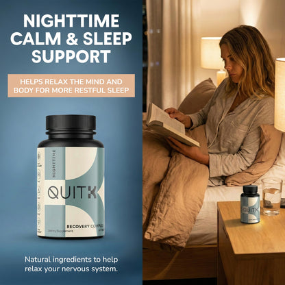 Withdrawal and Detox Support – QuitK Recovery Complex – Sleep, Energy, Stress, Mood, & Craving Support – Daily Supplement - Magnesium Glycinate, Ashwagandha, GABA, L-Theanine, Agmatine & More
