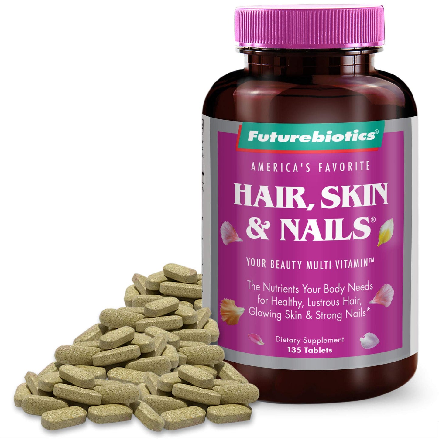 Futurebiotics Hair, Skin & Nails Beauty MultiVitamin with Biotin, Hair Vitamins and Skin Vitamins that Promote Healthy Hair and Nail, 180 Tablets