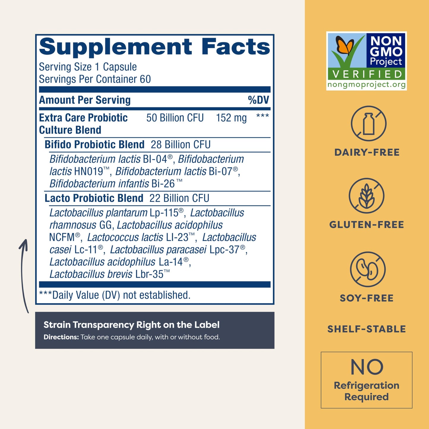 Renew Life Extra Care Digestive Probiotic 50 Billion CFU | 90 Vegetarian Capsules | Supports Digestive, Immune & Respiratory Health | Dairy, Soy and Gluten Free Supplement
