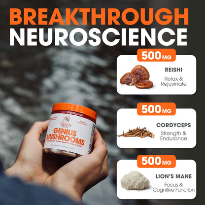 The Genius Brand - Lions Mane, Cordyceps and Reishi- Genius Mushroom