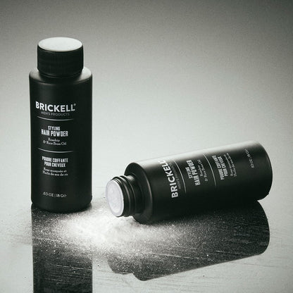Brickell Men's Styling Hair Powder For Men, Creates Volume, Non-Greasy Texturizing Powder, With Rosehip, Rice Bran Oil, and Arrow Root Powder, 18g, Fragrance-Free