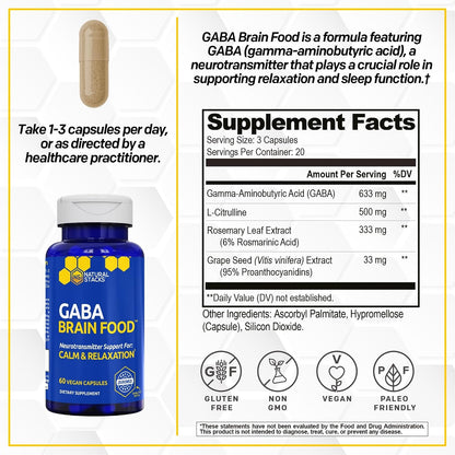 NATURAL STACKS Serotonin & GABA Brain Food Bundle - Supports a Positive Mood & Calmness* - 120 Total Capsules