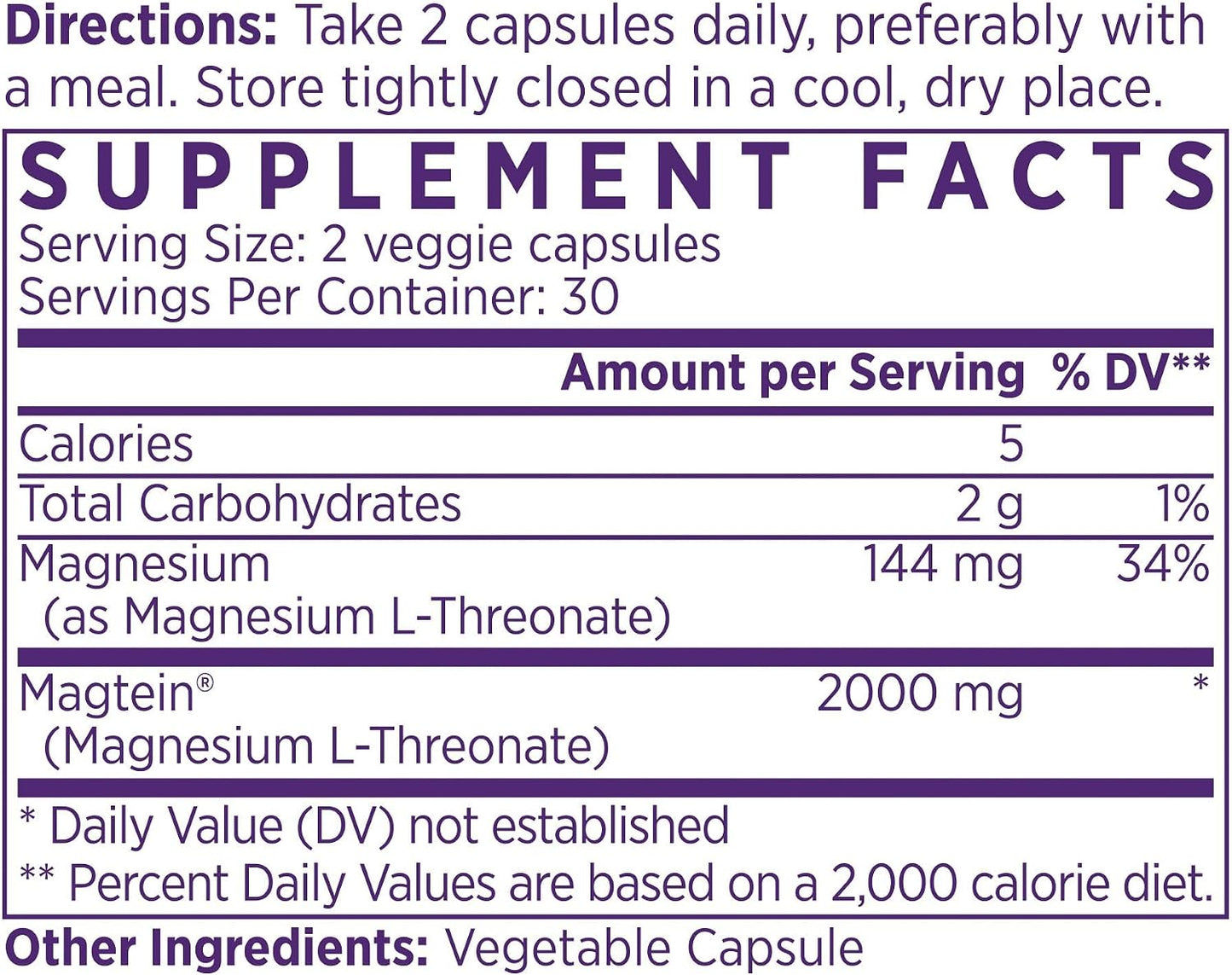 NAOMI Magtein® Magnesium L-Threonate 2000mg - Supports Healthy Cognitive Function, Working Memory & Focus - Patented MIT-Developed Formula, Brain Magnesium Support, Non-GMO, Vegan, 30-Day Supply