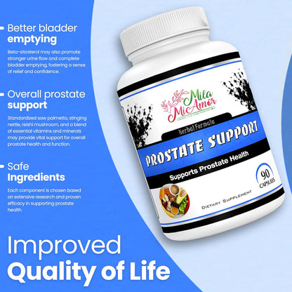 Prostate Support Supplement for Men | Saw Palmetto, Beta-Sitosterol, Reishi & Nettle | Supports Urinary Flow, Complete Bladder Emptying & Restful Sleep – 90 Capsules | Herbal Formula