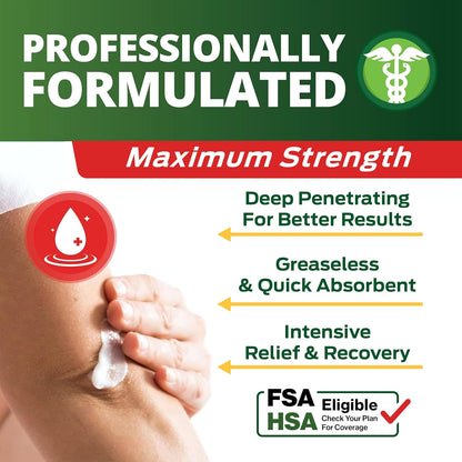 Owell Naturals Deep Penetrating Pain Relief Cream, Maximum Strength Formula for Joints & Muscles, Lower Back, Knees, Hands, Legs, Ankle – Fast Acting Comfort, 7 oz