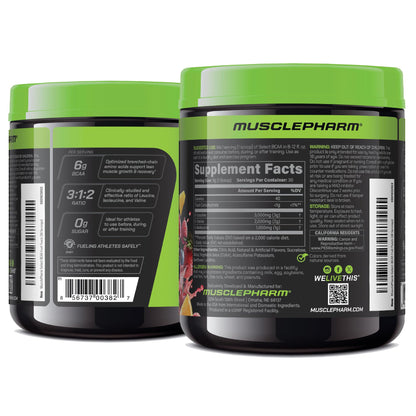 MusclePharm Essentials BCAA Powder, Pre & Post Workout Recovery Drink, Supports Muscle Recovery & Energy, Essential Amino Acids, 30 Serv, Fruit Punch