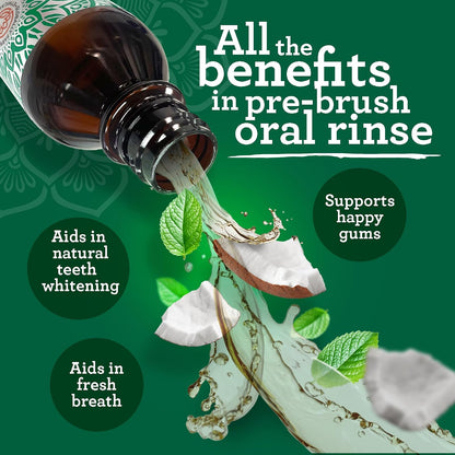 GuruNanda Starter Coconut Oil Pulling Mouthwash with Peppermint Oil, 8oz