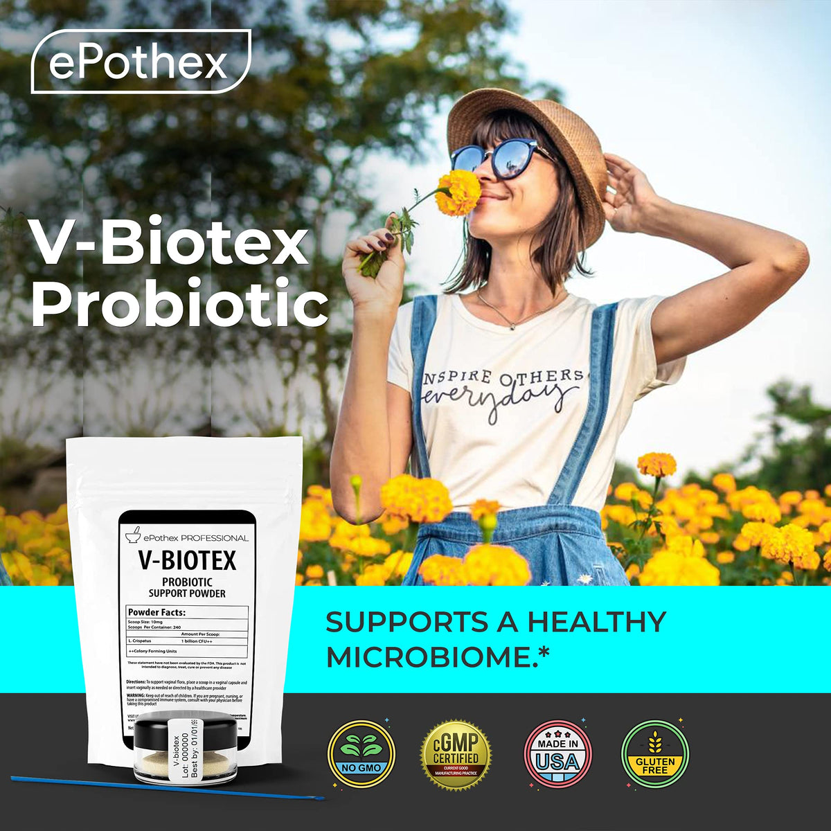EPOTHEX V-Biotex - Pure L. Crispatus Probiotic Powder | Vaginal Probiotic | Promotes Vaginal & Urinary Health