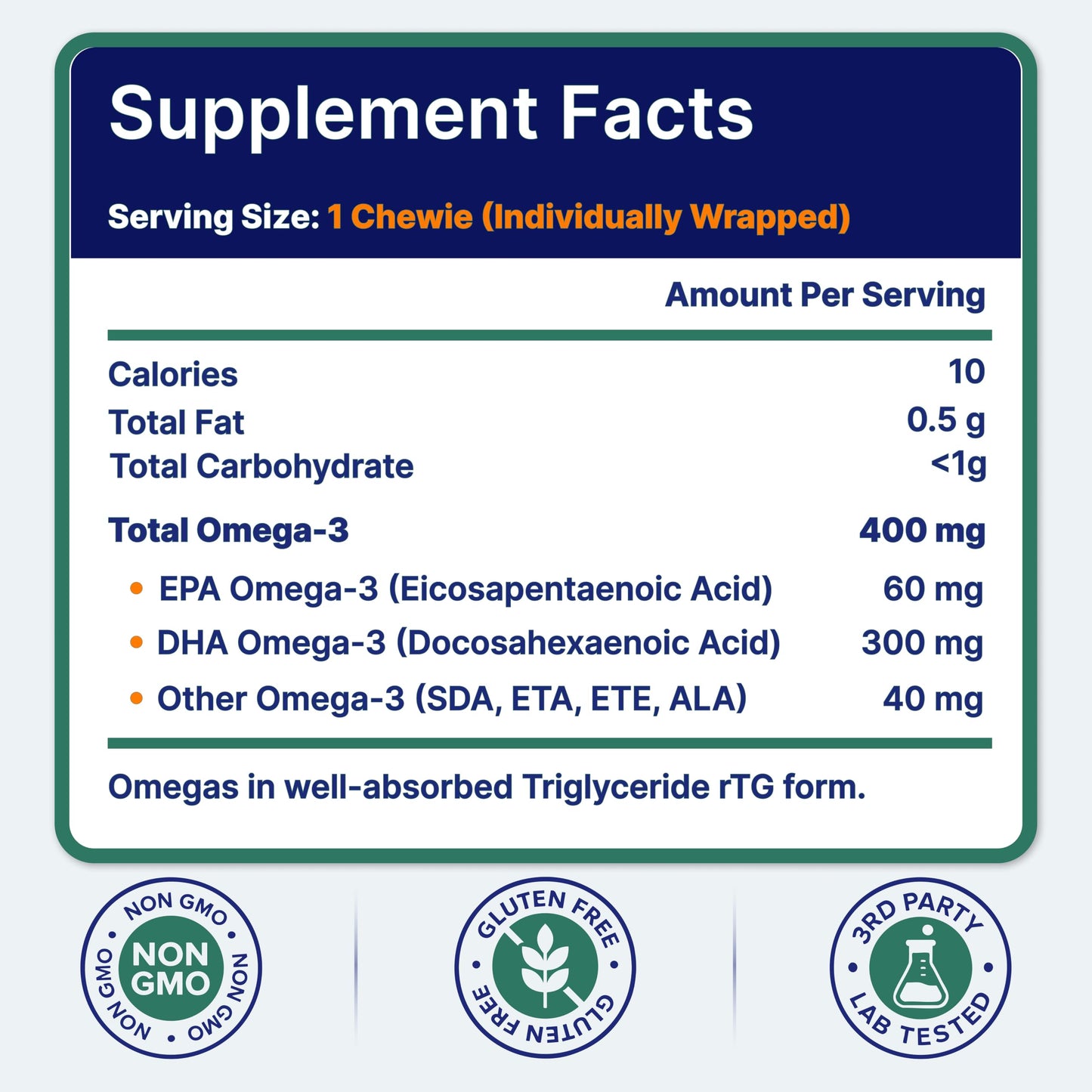 OmegaVia Omega 3 Chewies, Daily DHA Chewable Vitamins for Kids, Omega 3 for Ages 3-12 to Support Brain & Eye Health, Sugar-Free Natural Fruit Flavor, Omega 3 Fish Oil, 30 Individual Packets