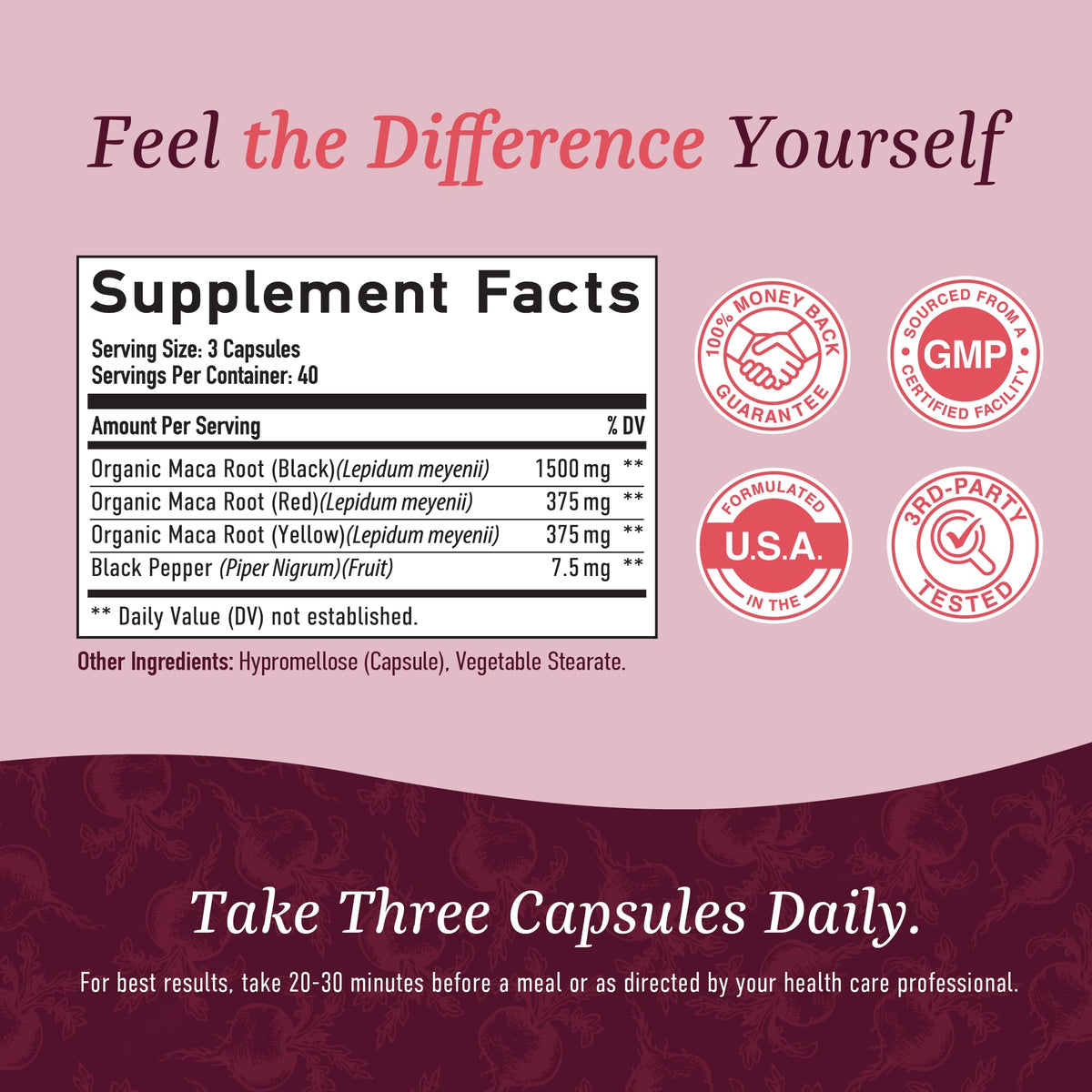 Organic Maca Root Capsules for Women | Peruvian Maca 2250MG Extra Strength