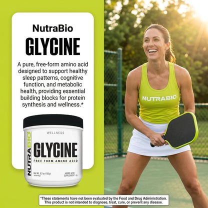 NutraBio Glycine Powder - Glycine Supplement- Free Form Amino Acid Supplement - 1000mg Serving - 150g, 150 Servings
