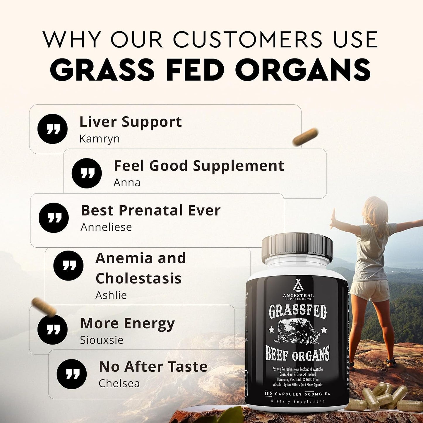 Ancestral Supplements FEM & Mofo Bundle – His & Hers Grass Fed Organ Supplements – Supports Hormone Balance, Energy, Vitality & Wellness – Pasture Raised Beef Organ Multivitamin for Men & Women