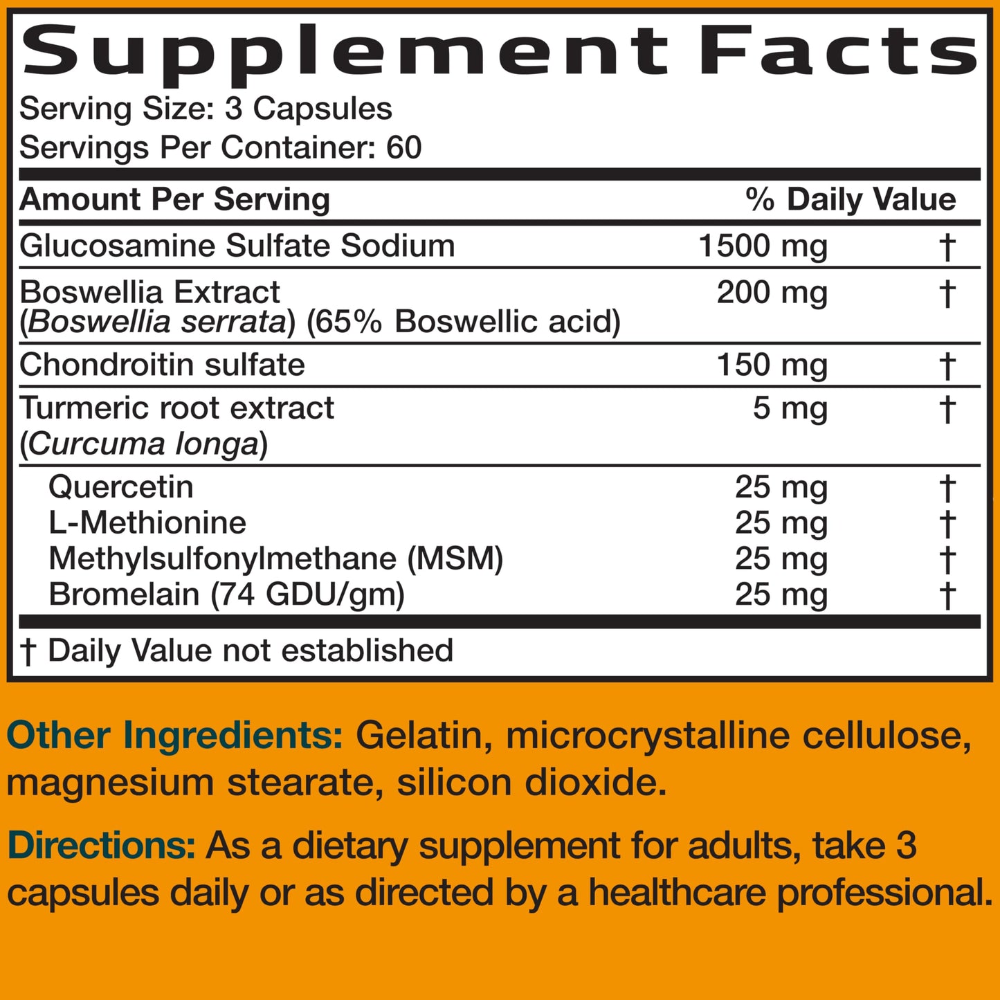 Bronson Glucosamine Chondroitin Turmeric & MSM Joint Support, 60 Capsules | Standardized Boswellia, Shellfish-Free Glucosamine, Mobility & Comfort Support, Non-GMO, Gluten-Free & Soy-Free