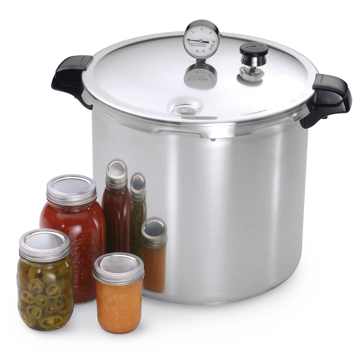 Presto 01781 Pressure Canner and Cooker, 23 qt, Silver & 01755 16-Quart Aluminum