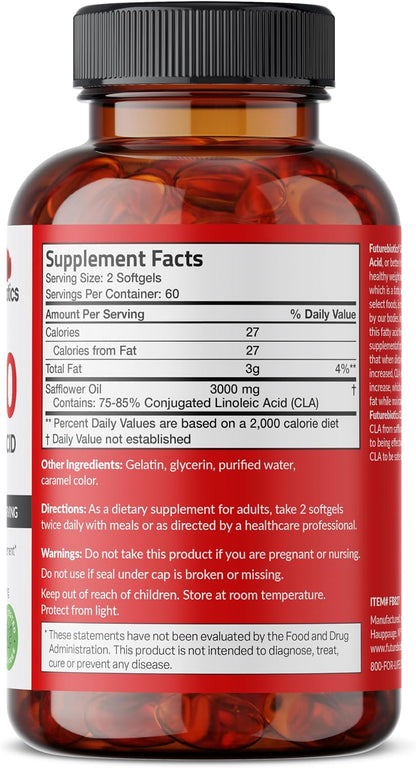 Futurebiotics CLA 3000 Extra High Potency - Non-Stimulating Conjugated Linoleic Acid, Non GMO, 120 Softgels