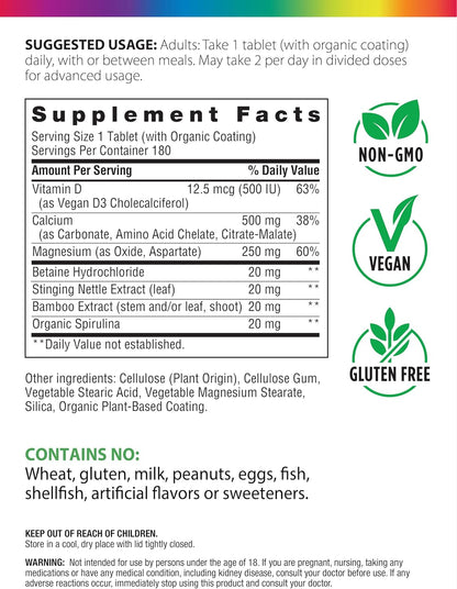 Rainbow Light Calcium Complex with Magnesium & Vitamin D3 + | 180 Tablets | Real Food Nutrients | Supports Bone Density & Muscle Health | Vegan Supplement for Men and Women | Real Food Nutrients | Supports Bone Density & Muscle Health | Vegan Supplement f