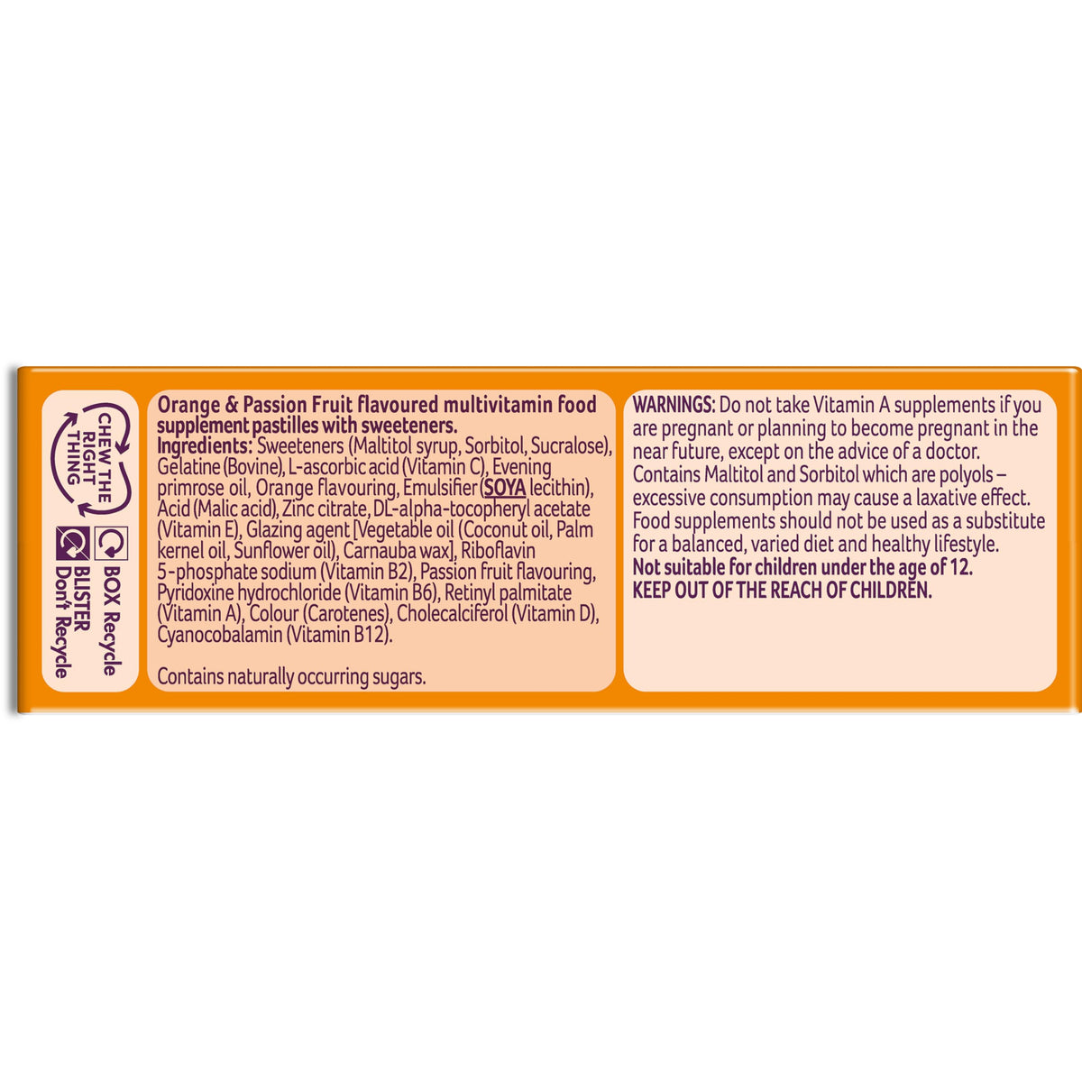 Bassetts Vitamins 12-18 EPO Orange & Passion Fruit 30's, 94.2 g, Orange and passionfruit