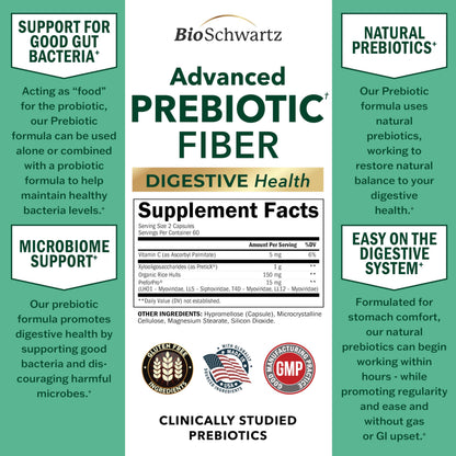Advanced Prebiotic Fiber | Fast Acting Gut Health Supplement | 60 Capsules