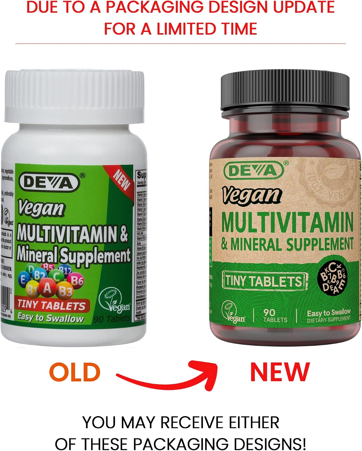 Deva Vegan Multivitamin & Mineral Supplement, Tiny Tablets, Easy to Swallow, 90 Tablets