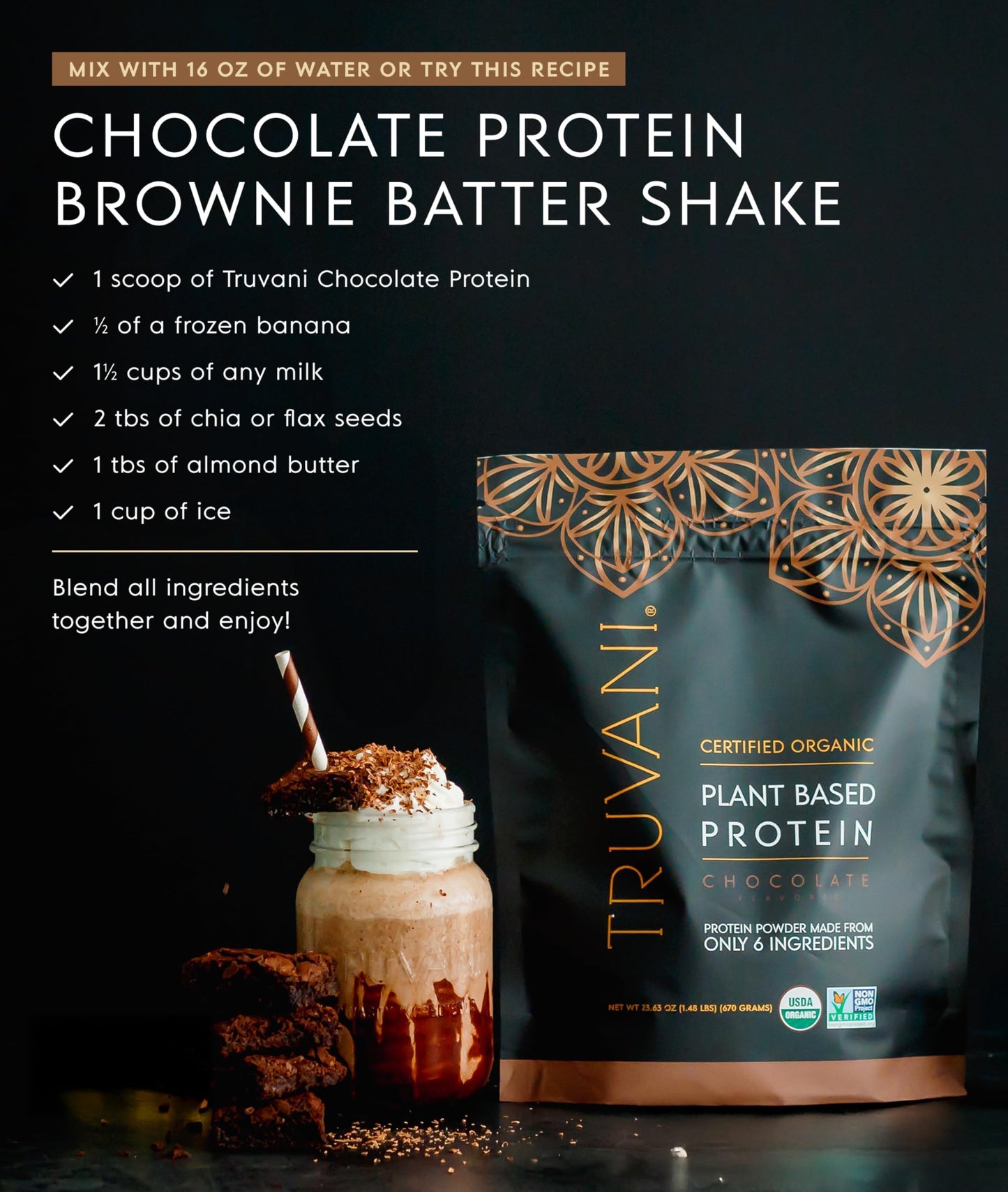 Truvani Organic Plant Based Protein Powder | Strawberry | 10 Servings | Vegan | 20g Pea Protein | Single Serving Travel Packets | Keto | Gluten & Dairy Free | Low Carb