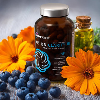 OmniBiotics Vision Clarity Eye Vitamin and Mineral Supplement - Bilberry, Lutein and Zeaxanthin Macular Health Supplement for Adults - 60 Vegan Capsules