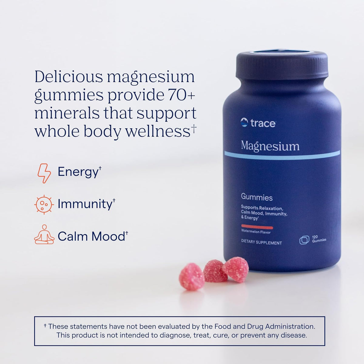 Trace Minerals Magnesium Gummies, Watermelon, 120 Counts
