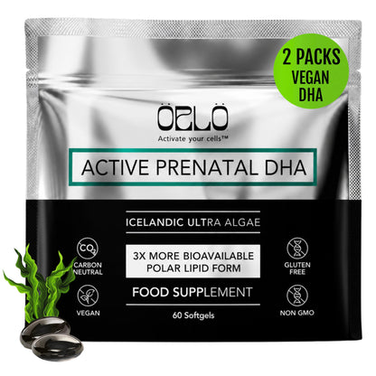 ORLO Prenatal DHA Supplement 1000mg - Mercury & Heavy Metals Free Algae Oil - Icelandic Nordic Omega-3, Mom & Baby Brain Development, No Fishy Aftertaste, 120 Vegan Easy-to-Swallow Mini Softgels & Jar