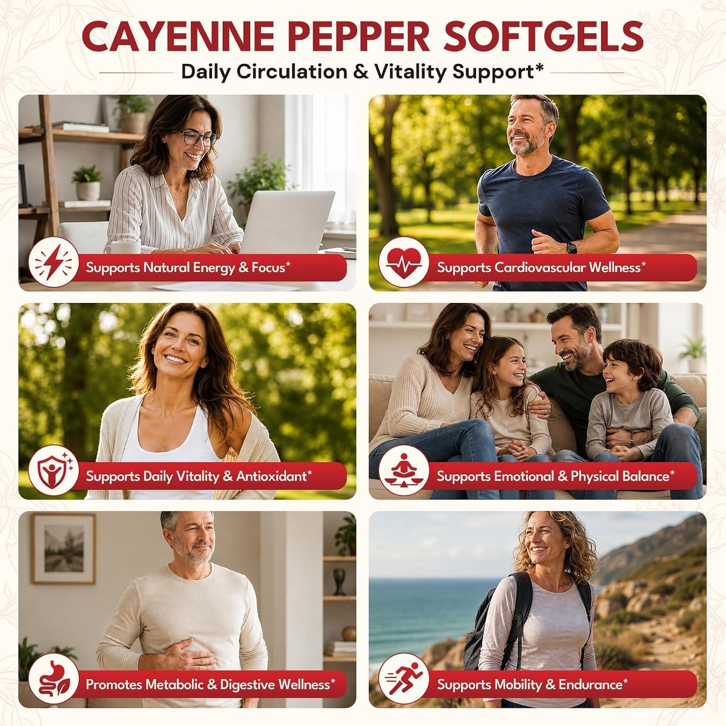 Cayenne Pepper Softgels, 15-in-1 Cayenne Pepper Capsules with Vitamin D3 + K2, L-Citrulline, Beet Root, CoQ10, Capsaicin supplements for Healthy Circulation, Energy, Heart Vessel Support, 240ct
