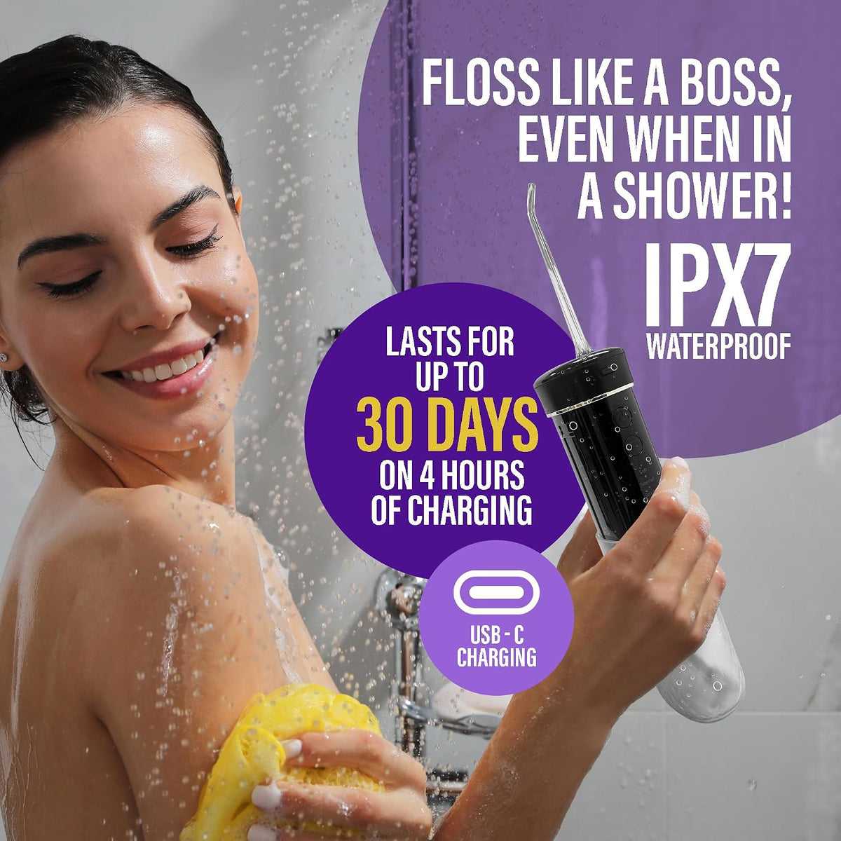 GuruNanda Portable Water Flosser Cordless, Sensitive Gums Friendly, 1ct