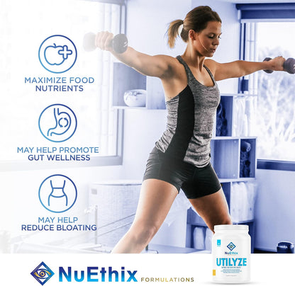 NuEthix Formulations Microbiome Balance and Digestive Wellness Supplement Bundle of Gut Defender+, 90 Servings and Utilyze, 60 Travel Packets