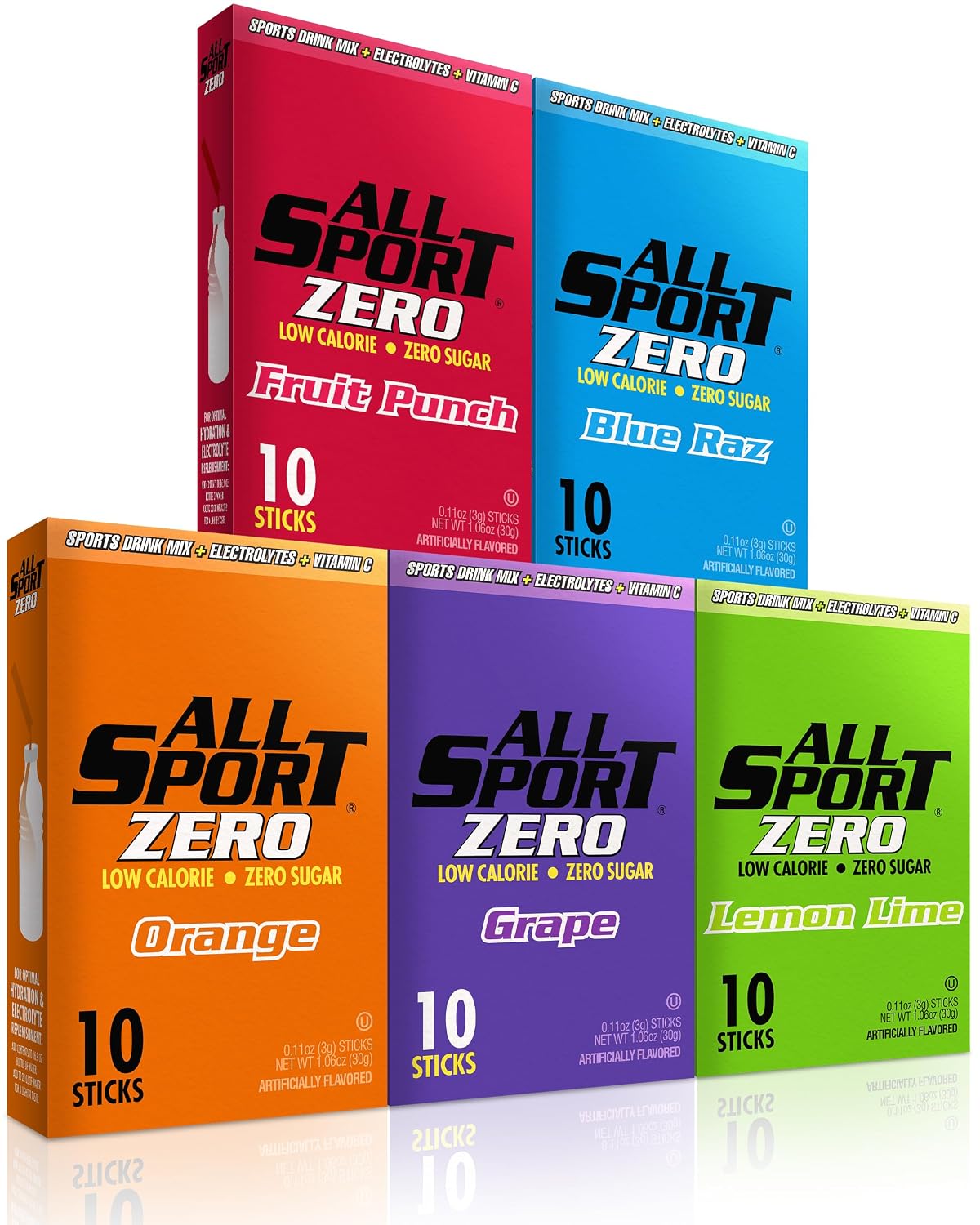 All Sport Zero Variety Powder Sticks, Sugar Free Electrolytes (Pack of 50)