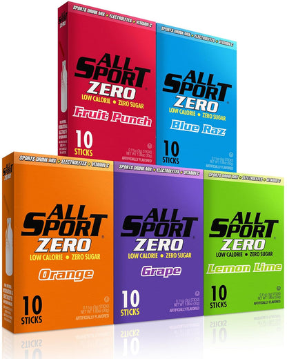 All Sport Zero Variety Powder Sticks, Sugar Free Electrolytes (Pack of 50)