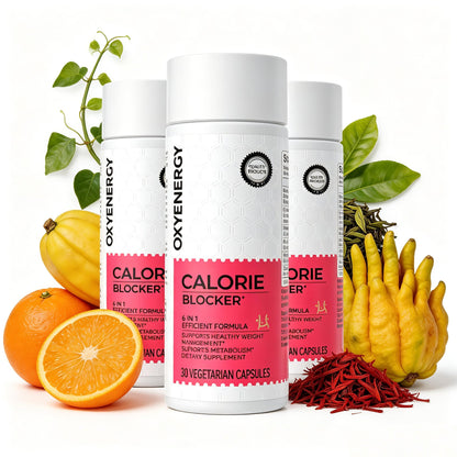 OxyEnergy Calorie Blocker 6-in-1 Natural Weight Loss Supplement for Women | Boosts Metabolism, Suppresses Fat Synthesis & Appetite ，Daily Supplement with Garcinia Cambogia, Bergamot, 30 Capsules