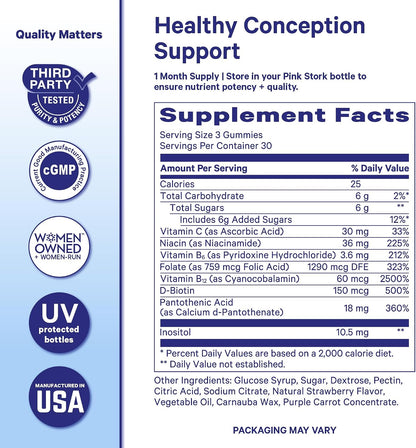 Blue Stork Fertility Supplement Gummies for Men, 90 Count | Male Prenatal Vitamins, Conception Support, Reproductive Health, Hormonal Balance & Motility