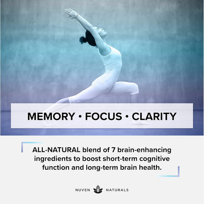 Brain Support Supplement - Natural Memory and Focus Supplement with Lion’s Mane, Ginkgo Biloba, Bacopa Monnieri & Ashwagandha Root - Natural Nootropics & Brain Booster | 60 Capsules